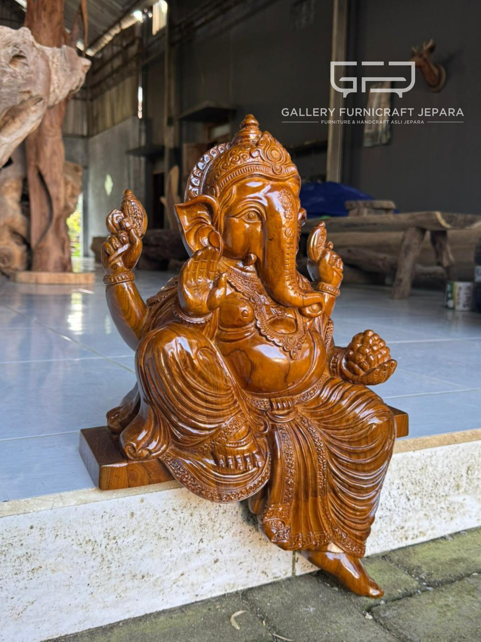 Patung Ganesha Kayu Jati 50cm @2200 06