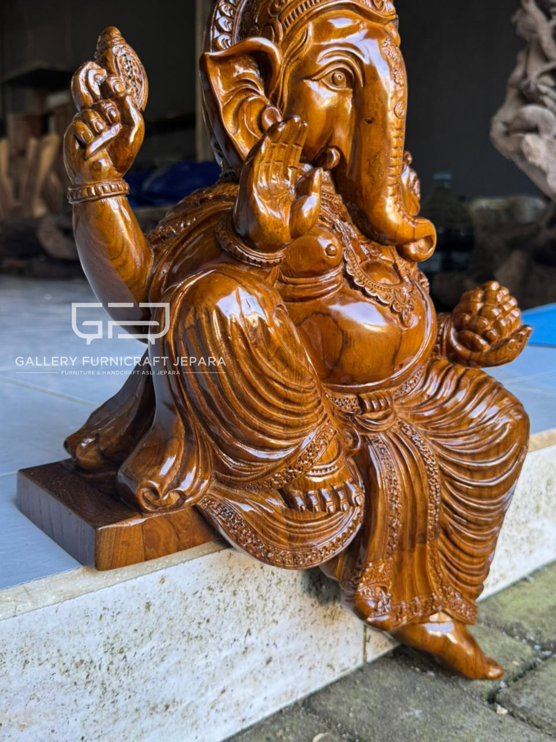 Patung Ganesha Kayu Jati 50cm @2200 07
