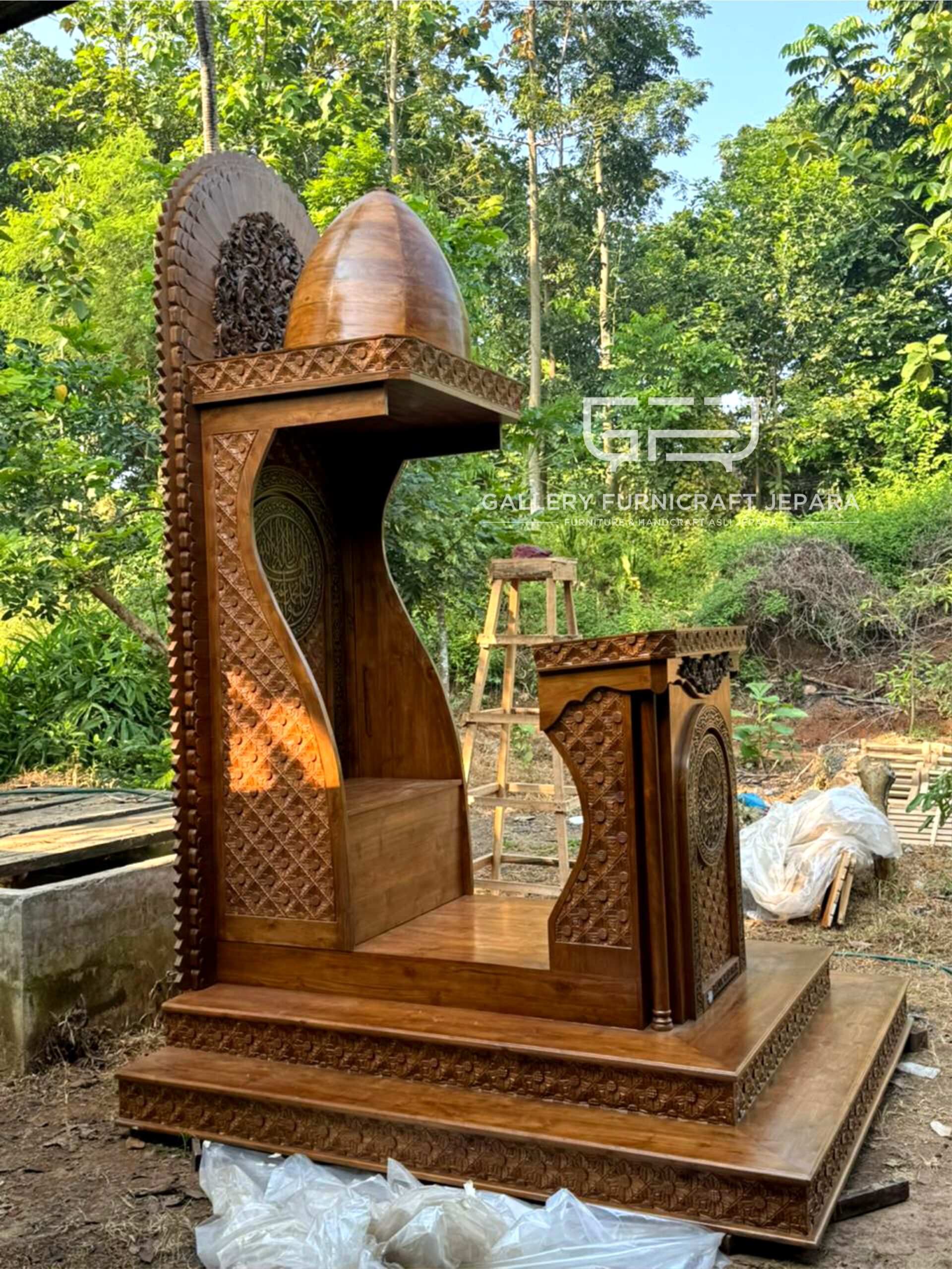 Mimbar Masjid Besar Premium Kayu Jati 230x200x340cm 04
