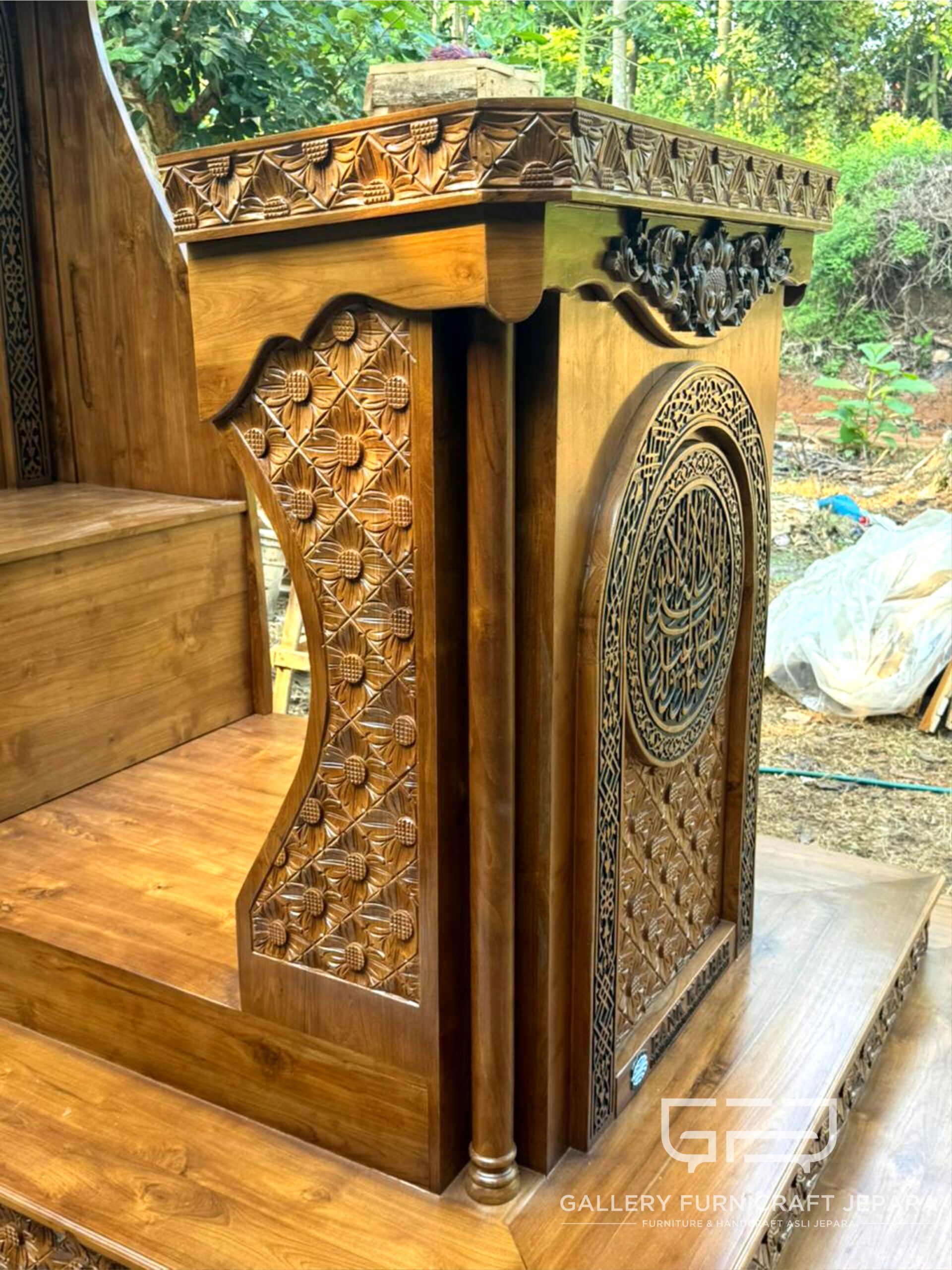 Mimbar Masjid Besar Premium Kayu Jati 230x200x340cm 06