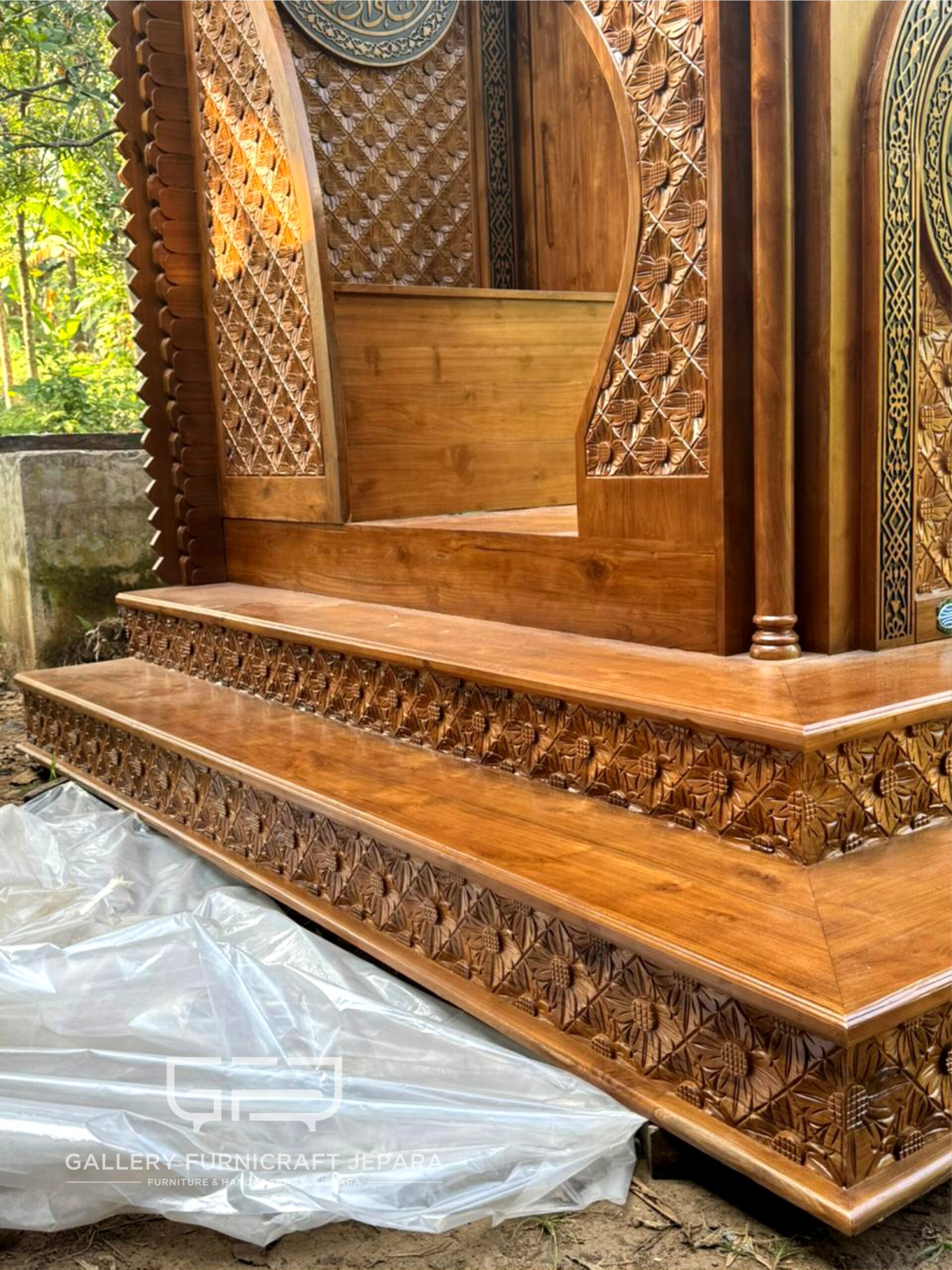 Mimbar Masjid Besar Premium Kayu Jati 230x200x340cm 08