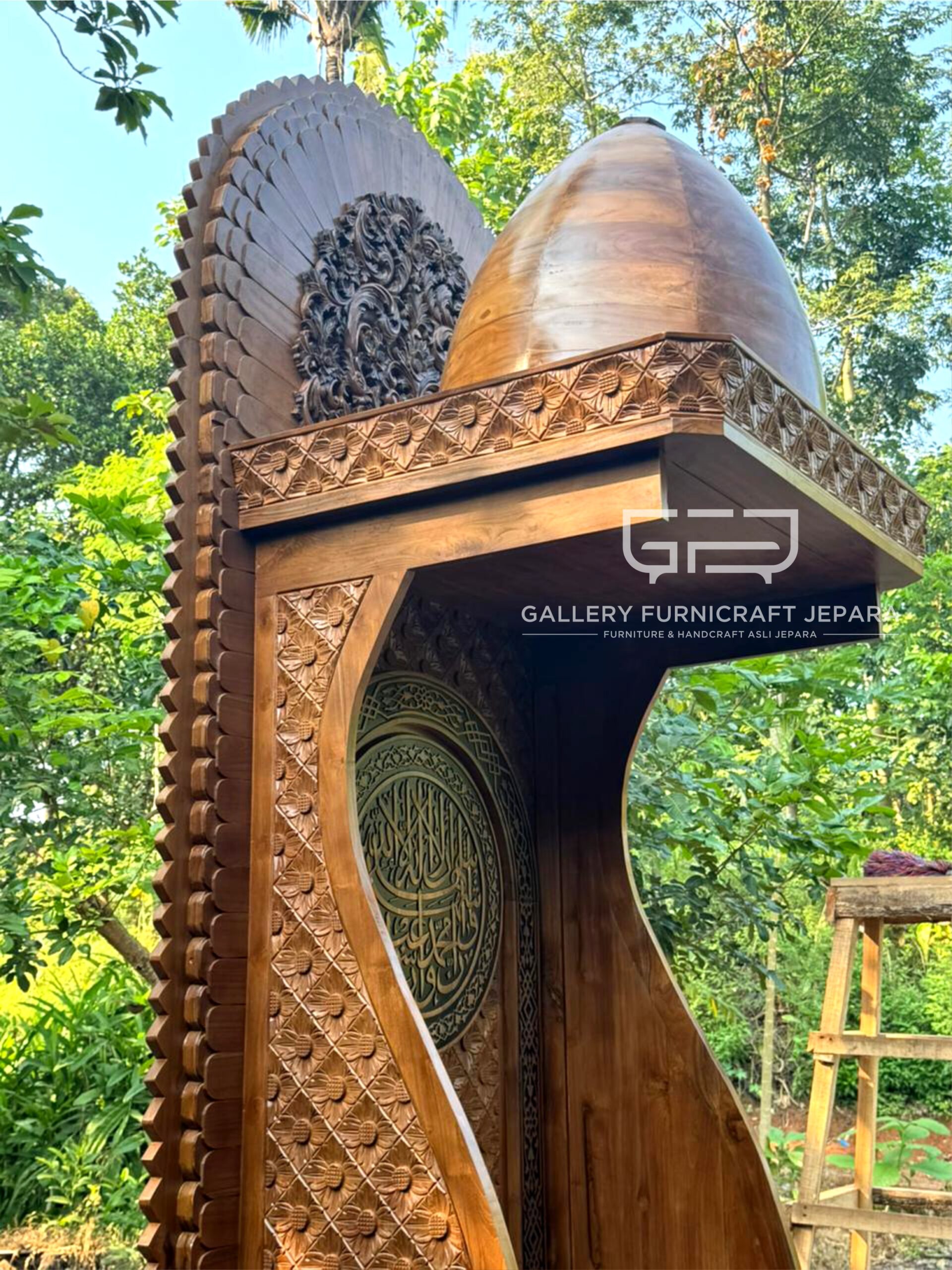 Mimbar Masjid Besar Premium Kayu Jati 230x200x340cm 11