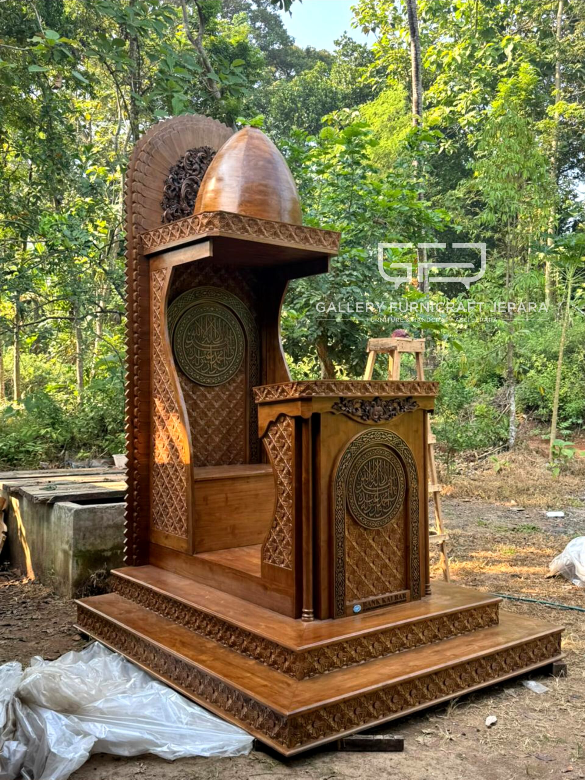 Mimbar Masjid Besar Premium Kayu Jati 230x200x340cm