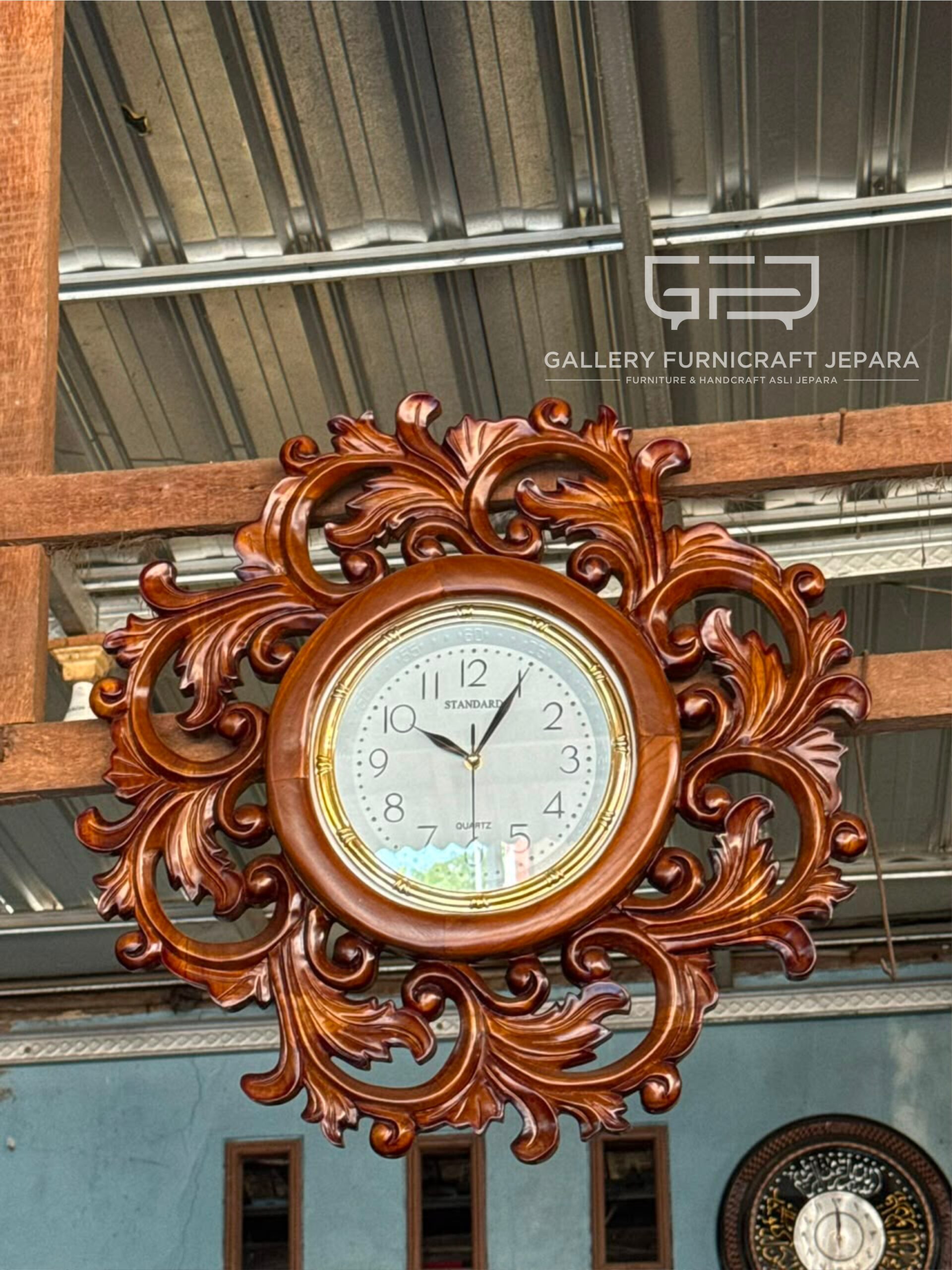 Jam Dinding Ukir Kayu Jati 60cm @450 04