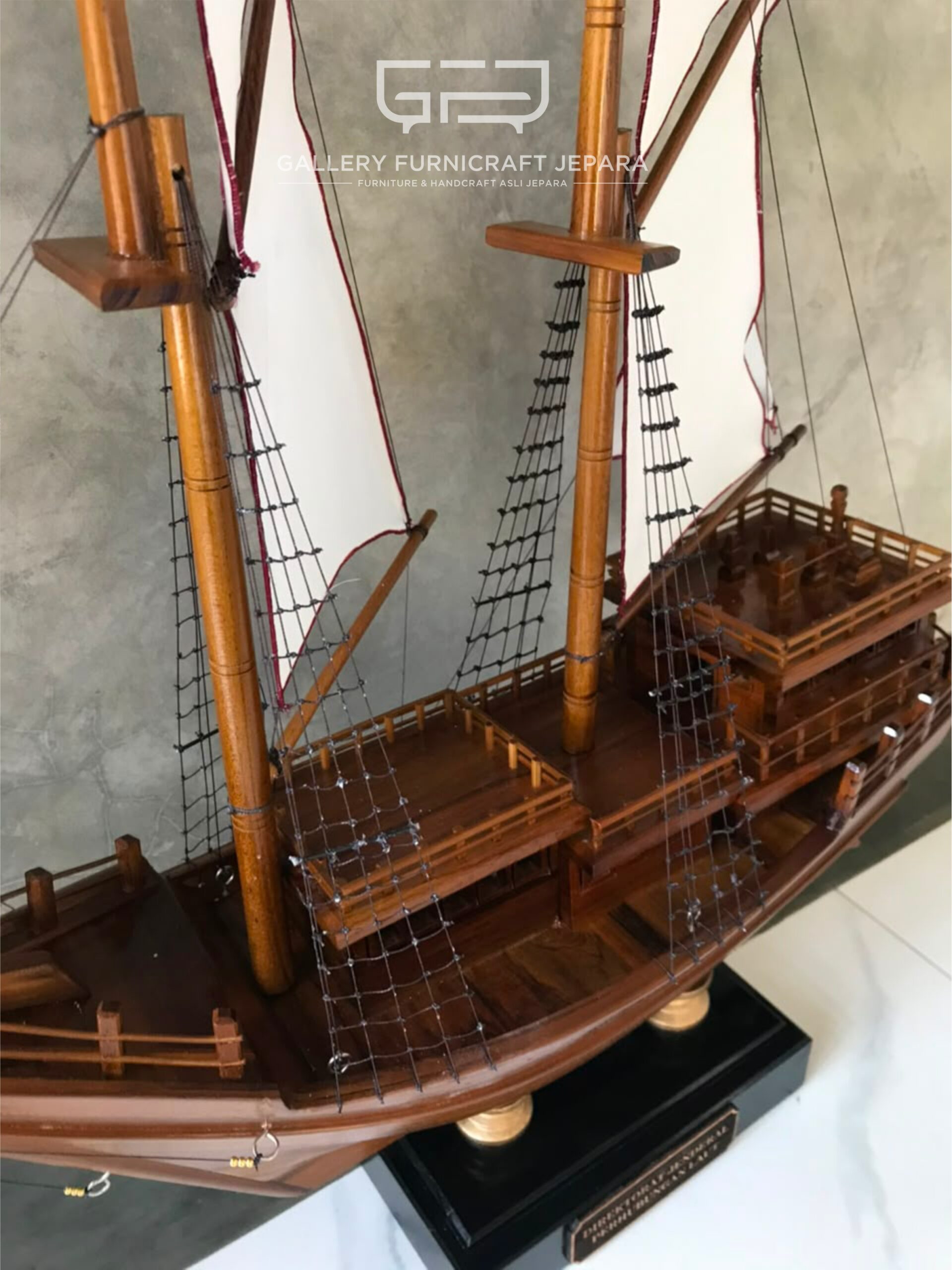Kapal Pinisi Original Kayu Jati 60cm 07