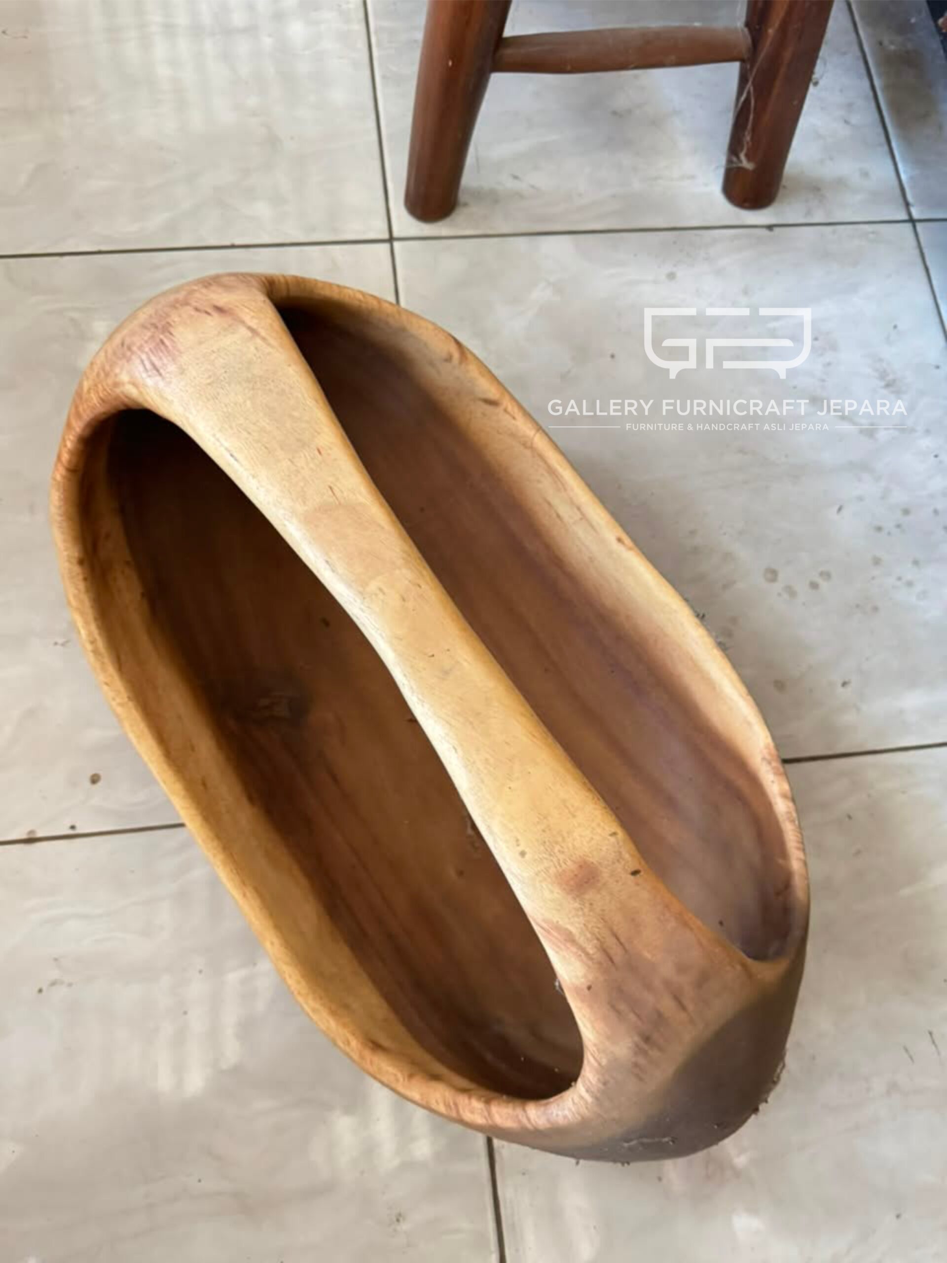 Nampan Kayu Trembesi Oval 50cm Pajangan Centerpiece Dekorasi Rumah Aesthetic Vintage Jepara @250 03