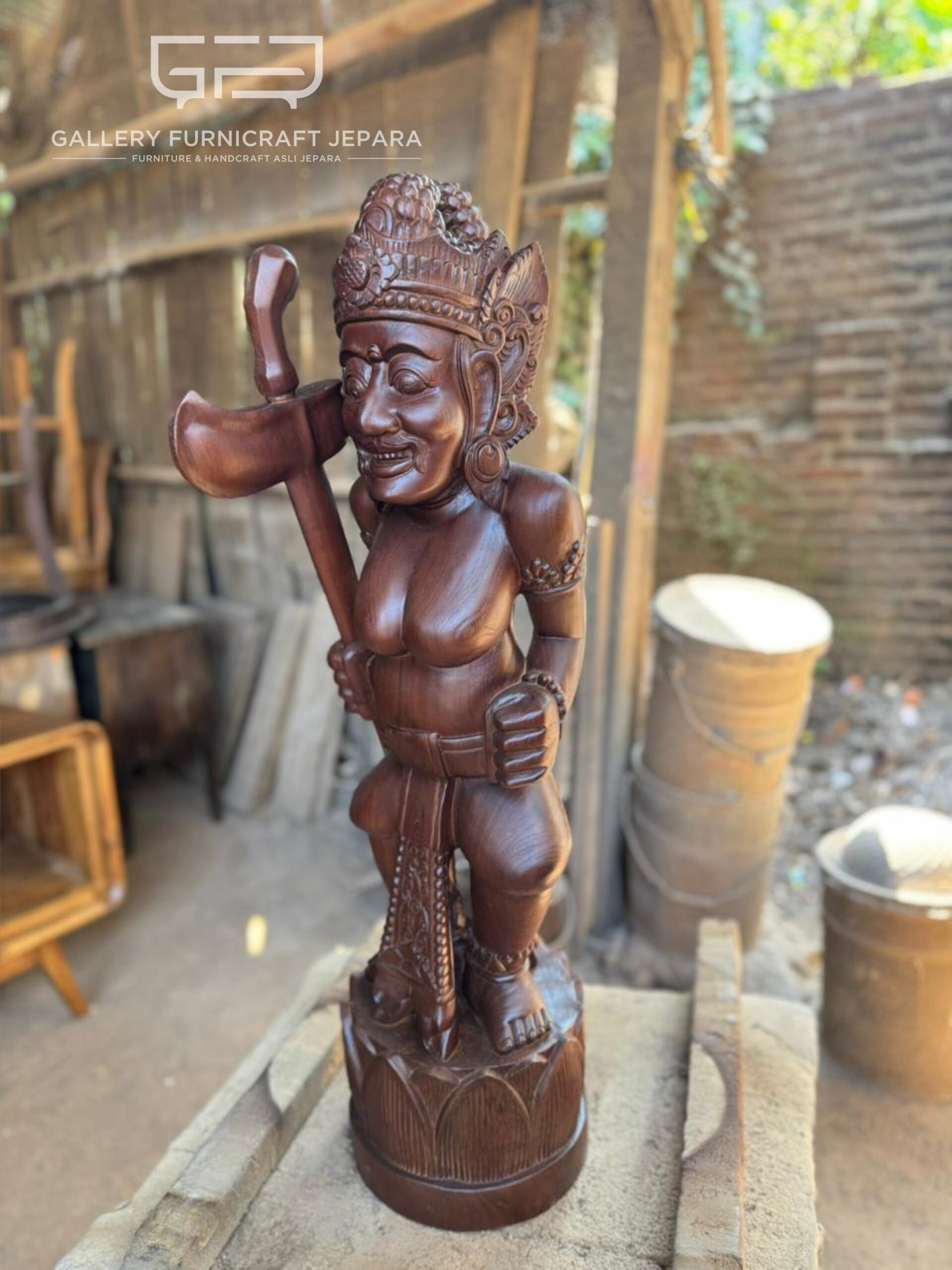 Patung Dewi Durga 85cm Kayu Jati Solid Ukir Tangan Jepara 02